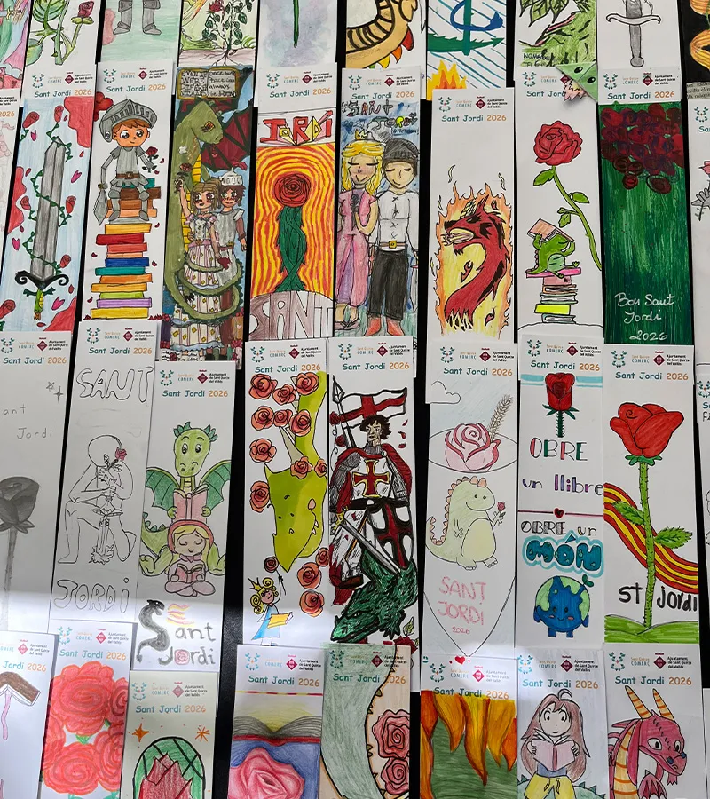 Puntos de libro del concurso de Sant Jordi 2026 con dibujos de participantes