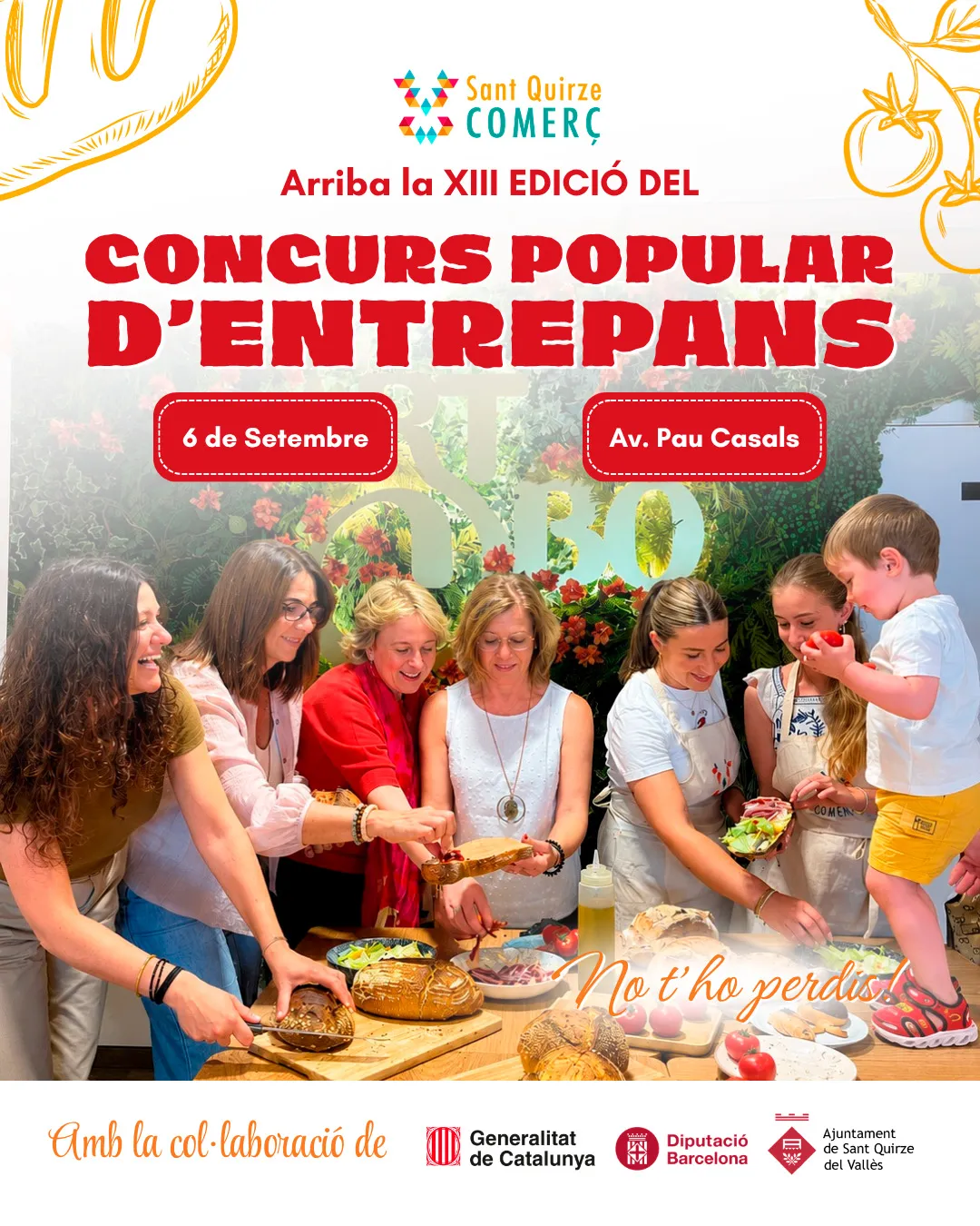 Cartell del XIII Concurs Popular d’Entrepans de Sant Quirze amb informació sobre inscripcions, categories i premis